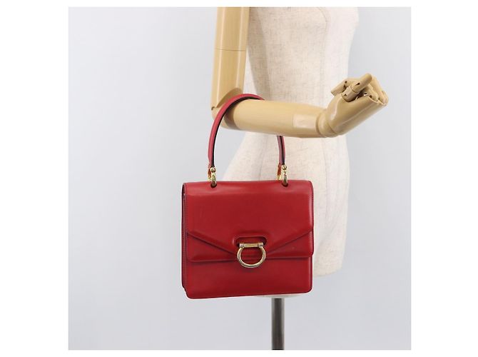 Céline CELINE Bolsa de mão em couro vermelho e dourado - vista 28