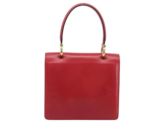 Céline CELINE Bolsa de mão em couro vermelho e dourado - vista 3