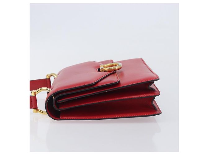 Céline CELINE Bolsa de mão em couro vermelho e dourado - vista 5