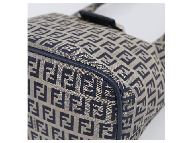 FENDI Zucchino Canvas Mamma Baguette Shoulder Bag Navy Silver - vista 10