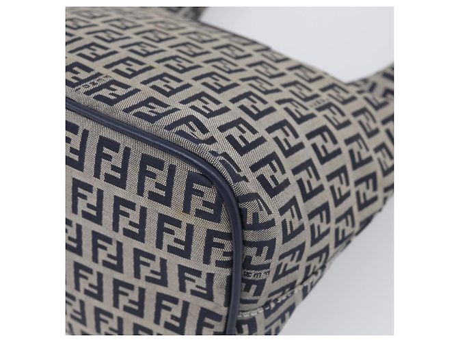 FENDI Zucchino Canvas Mamma Baguette Shoulder Bag Navy Silver - vista 12