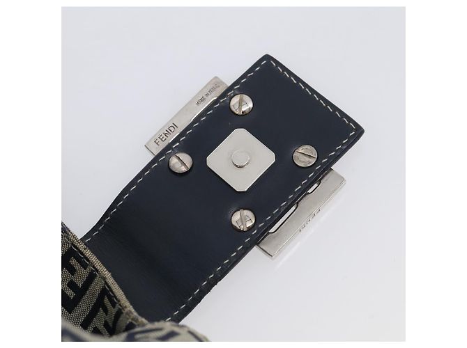 FENDI Zucchino Canvas Mamma Baguette Shoulder Bag Navy Silver - vista 16
