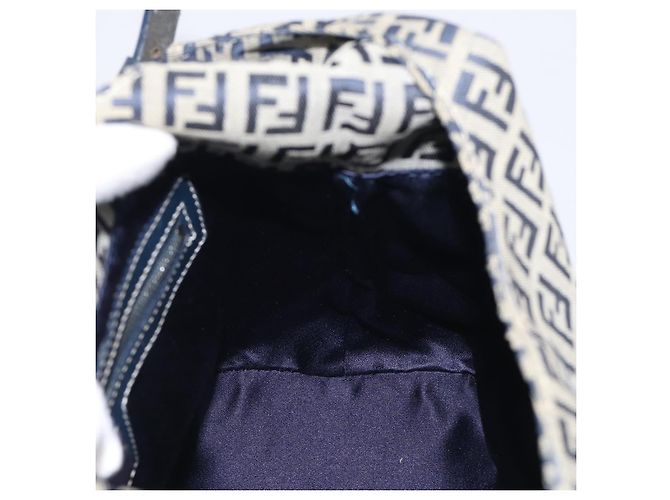 FENDI Zucchino Canvas Mamma Baguette Shoulder Bag Navy Silver - vista 19