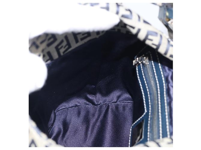 FENDI Zucchino Canvas Mamma Baguette Shoulder Bag Navy Silver - vista 20