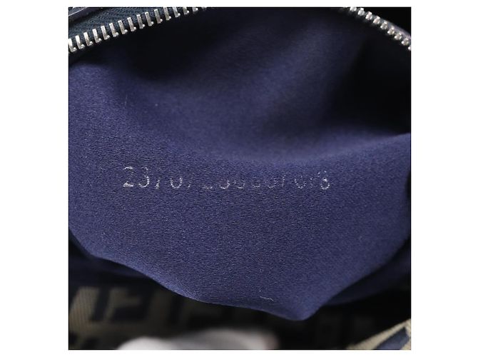 FENDI Zucchino Canvas Mamma Baguette Shoulder Bag Navy Silver - vista 23