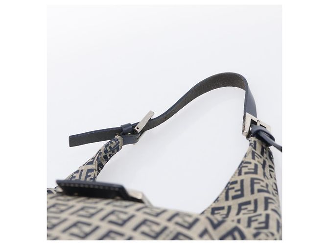 FENDI Zucchino Canvas Mamma Baguette Shoulder Bag Navy Silver - vista 8