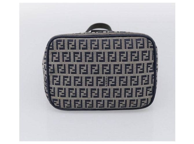 FENDI Zucchino Canvas Mamma Baguette Shoulder Bag Navy Silver - vista 9