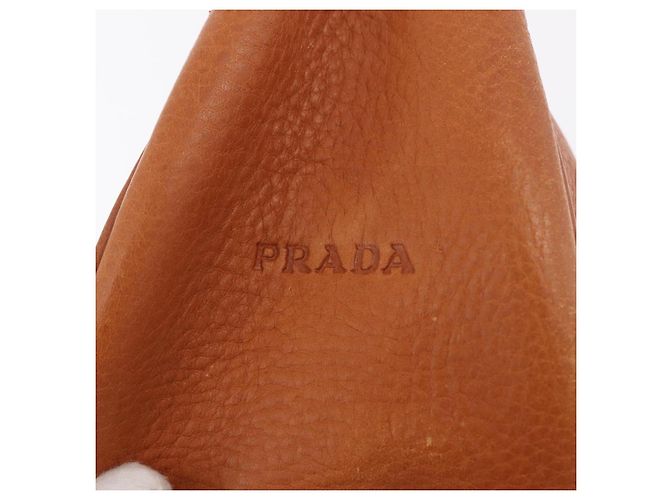 PRADA Shoulder Bag Leather Brown Silver - vista 18