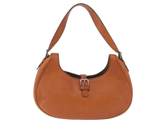 PRADA Shoulder Bag Leather Brown Silver - vista 2