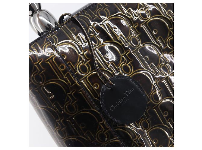 Christian Dior Maris Pearl Bag Patent Leather Dark Brown Silver - vista 15