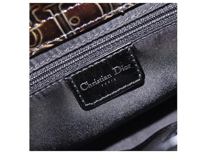 Christian Dior Maris Pearl Bag Patent Leather Dark Brown Silver - vista 17