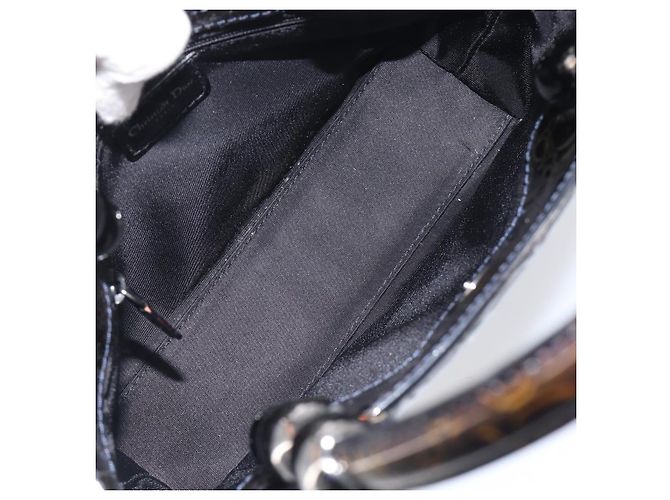 Christian Dior Maris Pearl Bag Patent Leather Dark Brown Silver - vista 18