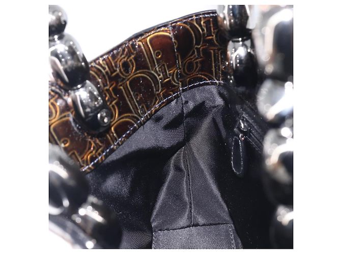 Christian Dior Maris Pearl Bag Patent Leather Dark Brown Silver - vista 20