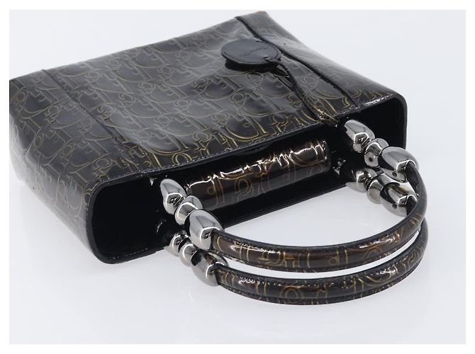 Christian Dior Maris Pearl Bag Patent Leather Dark Brown Silver - vista 6