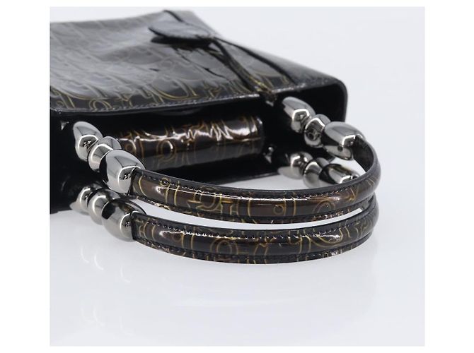 Christian Dior Maris Pearl Bag Patent Leather Dark Brown Silver - vista 7