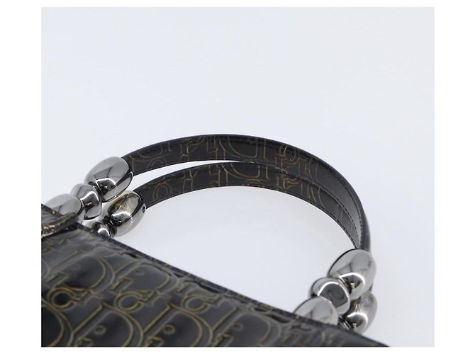 Christian Dior Maris Pearl Bag Patent Leather Dark Brown Silver - vista 8