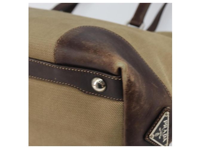 Tote PRADA Sac Cabas Canvas Beige Silver - vue 15