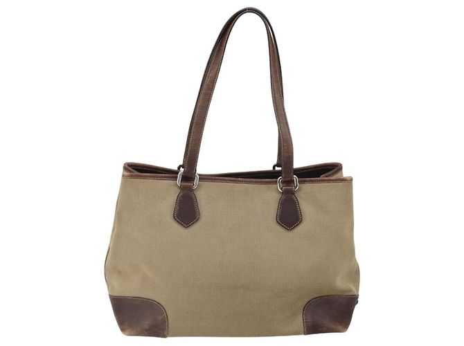 Tote PRADA Sac Cabas Canvas Beige Silver - vue 2
