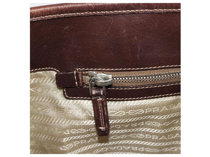 Tote PRADA Sac Cabas Canvas Beige Silver - vue 21