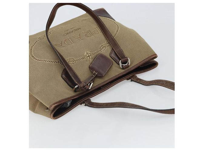 Tote PRADA Sac Cabas Canvas Beige Silver - vue 6