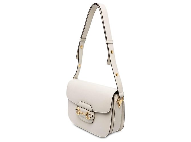 Borsa a tracolla Gucci Horsebit 1955 Medium in pelle di vitello bianca - vista 2