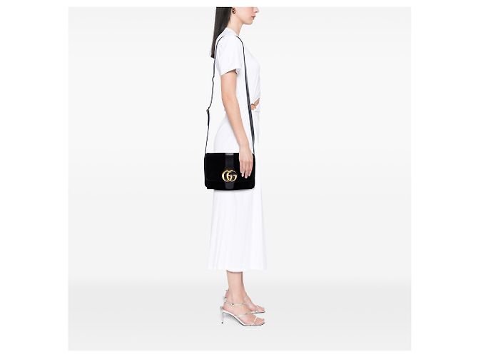 Gucci Borsa a Tracolla Arli in Camoscio Nero Medium - vista 6