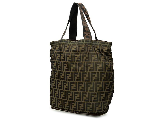 Bolso tote plegable Fendi de lona Zucca marrón y nailon - vista 2