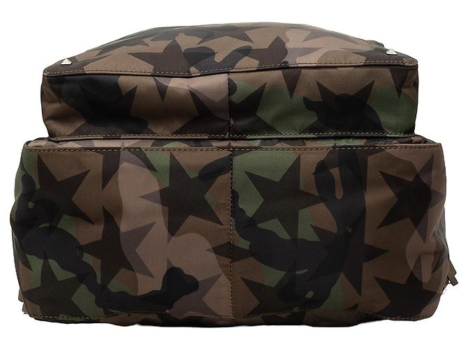 Zaino Valentino Rockstud Camouflage Stars in nylon marrone - vista 3