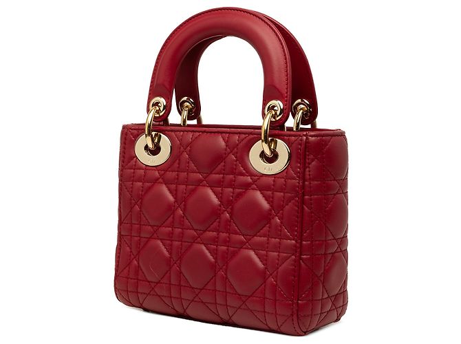 Dior Red Mini Lambskin Cannage Lady Dior - Ansicht 2