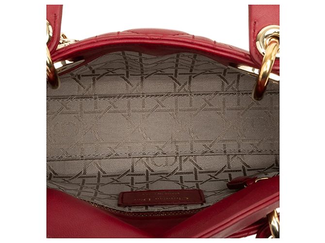 Dior Red Mini Lambskin Cannage Lady Dior - Ansicht 4