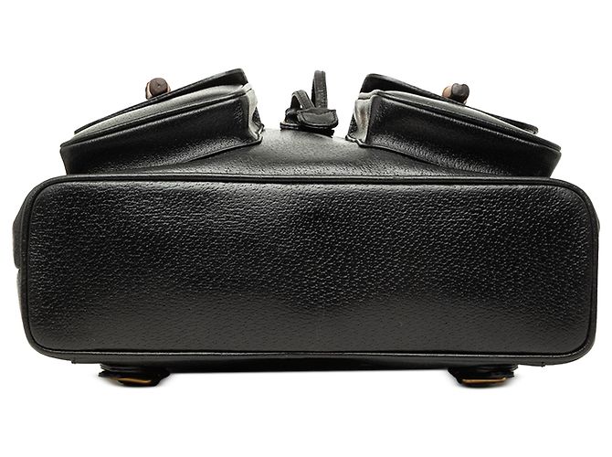 Bamboo Zaino Gucci Large in pelle di vitello nera con coulisse e bambù - vista 3