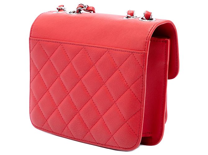 Chanel Red Mini Quilted Calfskin CC Box Flap - vista 2