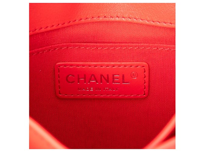 Chanel Red Mini Quilted Calfskin CC Box Flap - vista 5