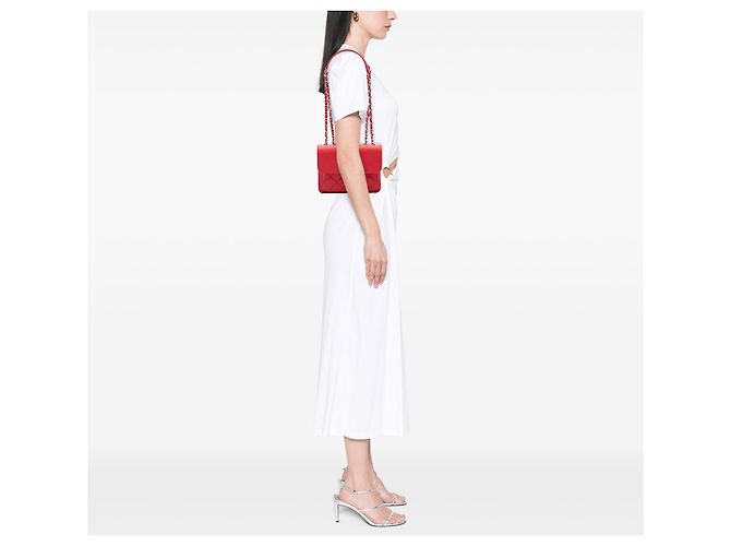 Chanel Red Mini Quilted Calfskin CC Box Flap - vista 6