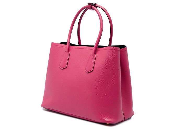 Prada Double Satchel aus Saffiano-Leder Rosa Medium - Ansicht 2