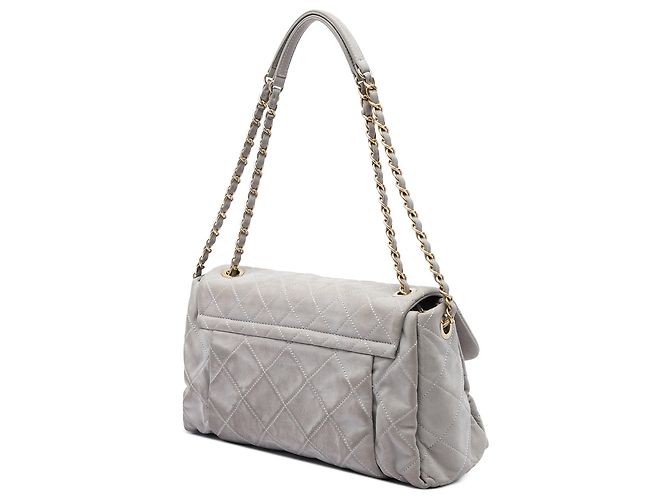 Chanel Gray Large Quilted Iridescent Calfskin Chic Quilt Flap - vista 2
