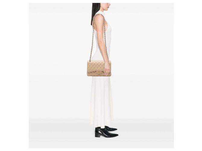 Chanel Beige Jumbo Classic Caviar Double Flap - vista 6