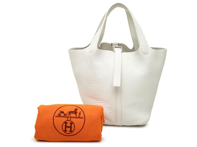 Hermès White Clemence Picotin 18 - vista 7