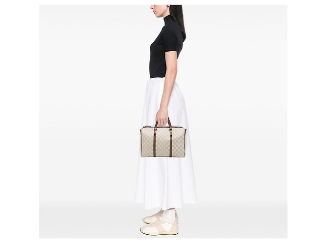 Borsa Gucci Nice Boston Medium GG Supreme Beige - vista 6
