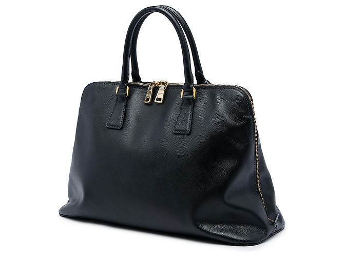 Borsa Prada Black Large Saffiano Lux Promenade Satchel - vista 2