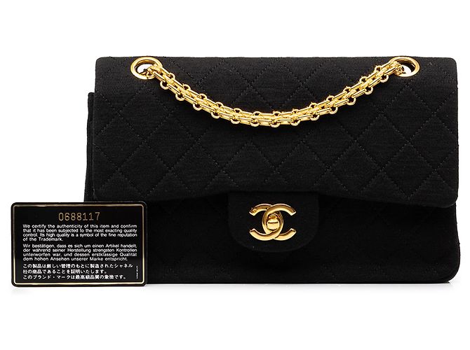 Chanel Black Small Classic Jersey Double Flap - vista 7