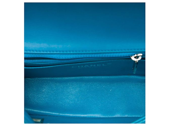 Chanel Blue Mini Rectangular Classic Patent Single Flap - view 4