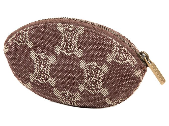 Céline Celine Brown Macadam Denim Oval Coin Pouch - vista 2