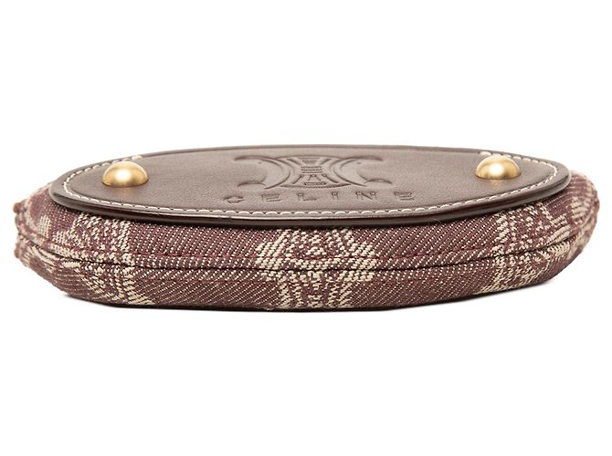 Céline Celine Brown Macadam Denim Oval Coin Pouch - vista 3