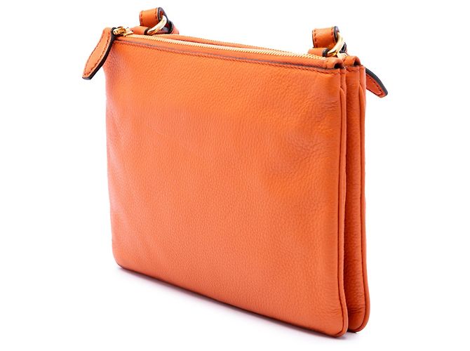 Prada Orange Vitello Phenix Double Zip Crossbody - Ansicht 2