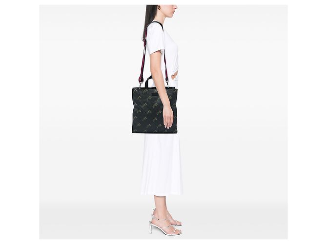Tote Soft Convertibile Gucci Black GG Supreme Web Tiger - vista 5