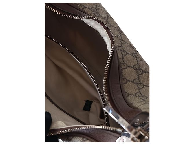 Borsa a tracolla Gucci Beige Medium GG Supreme Web Attache - vista 3