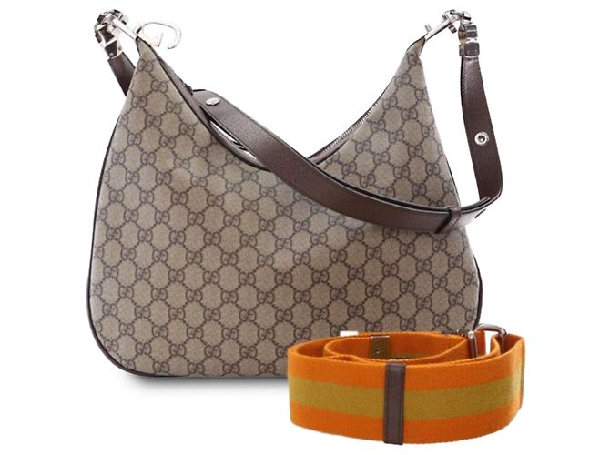 Borsa a tracolla Gucci Beige Medium GG Supreme Web Attache - vista 4