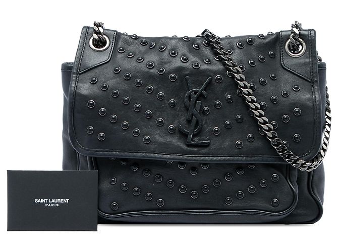 Autre Marque Saint Laurent Black Medium Studded Calfskin Niki - vista 6