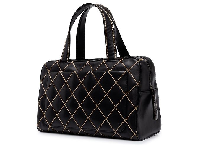 Borsa Chanel Black CC Calfskin Wild Stitch - vista 2